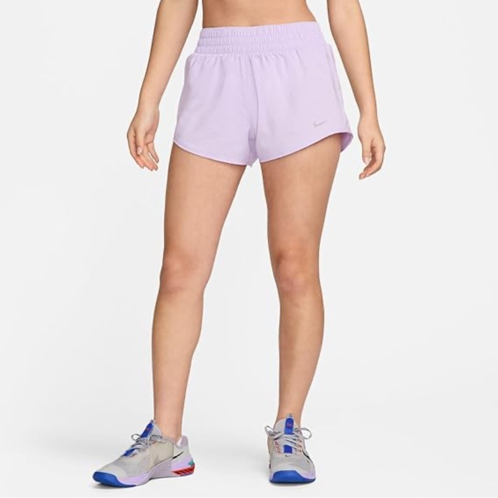 Nike One Women’s Large Mid-Rise 3" Shorts in Lilac Bloom with Back Pocket